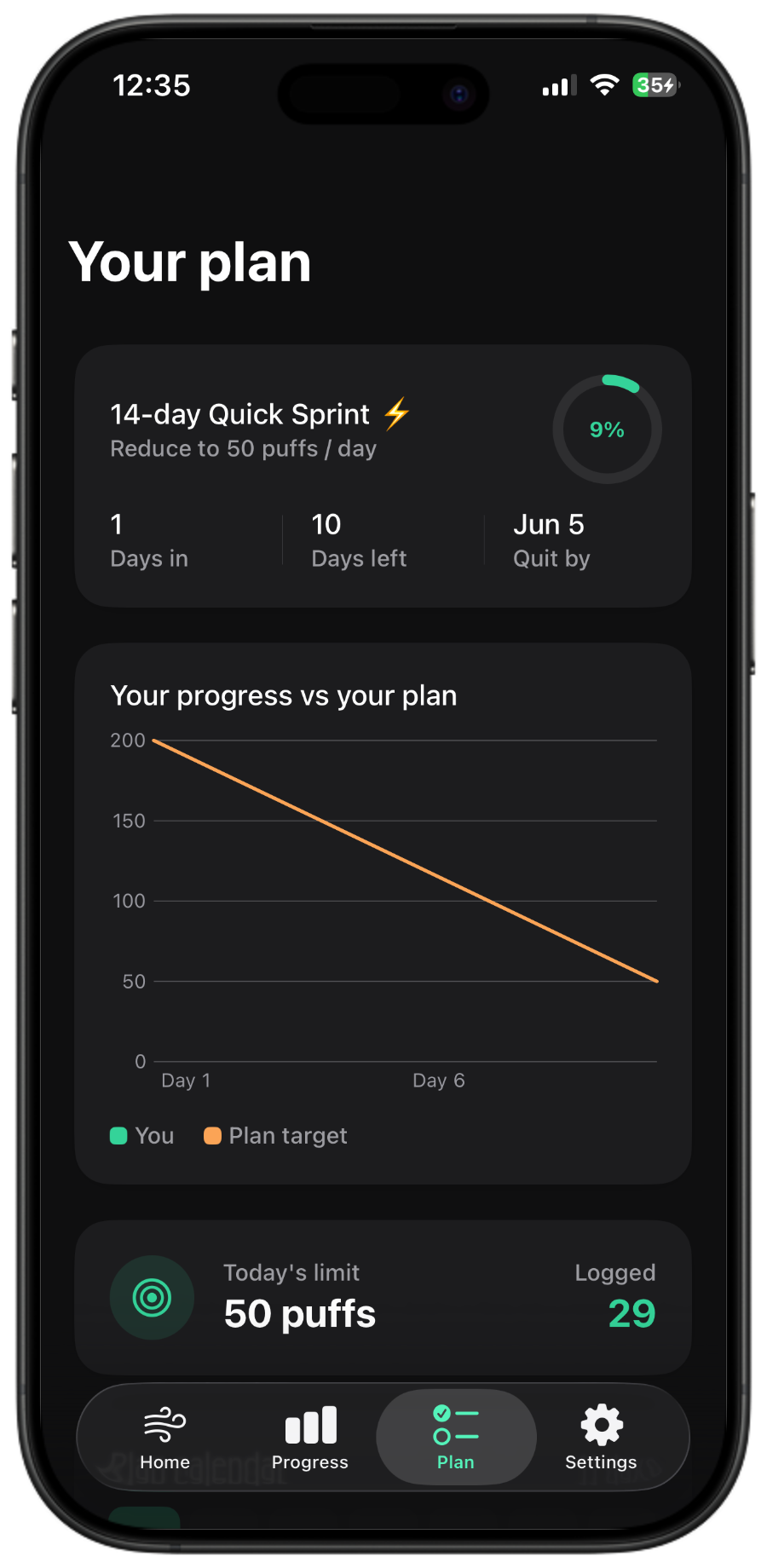 Puff Logger — Follow your plan